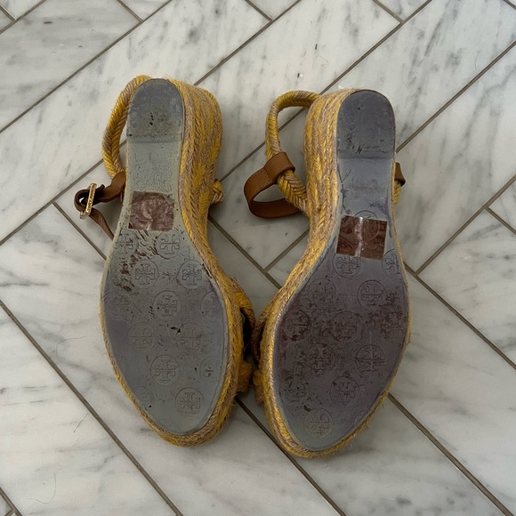 Tory Burch yellow and tan wedge sandals - Picture 8 of 8